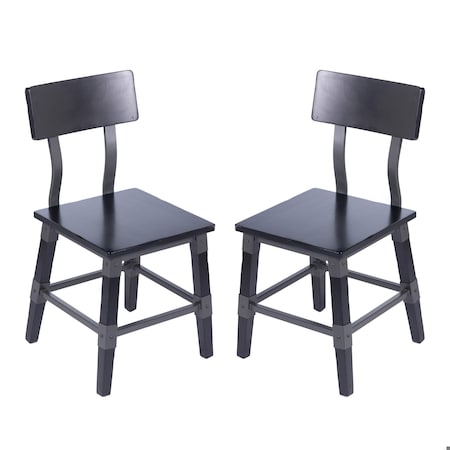Flash Furniture Jackson Commercial Grade Rustic Black Industrial Wood Dining Chair, 2PK 2-XU-DG-W0236-BLK-GG